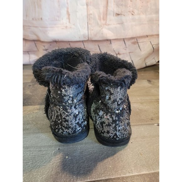 Sonoma black sequin youth plush boots 12 - Picture 4 of 5
